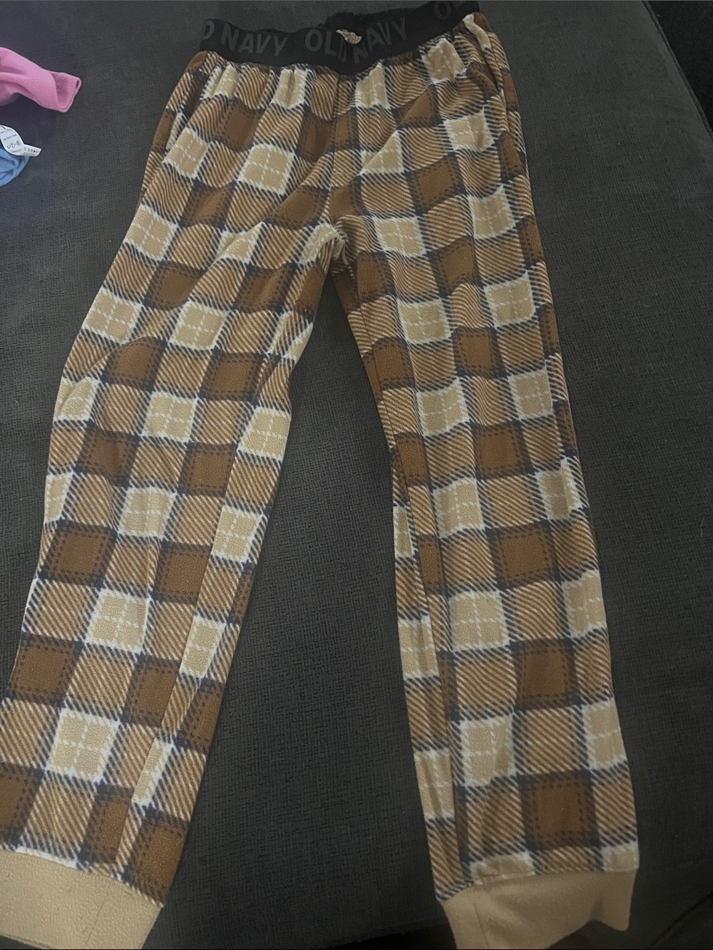 Old Navy Brown and Cream Plaid Kids Pajama Bottoms